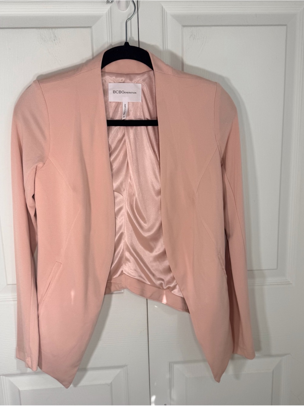 BCBG Light Pink Open Front Women's Blazer Sweater - Picture 5 of 9